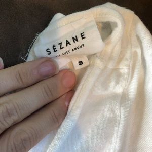 Sezane linen blend white t shirt